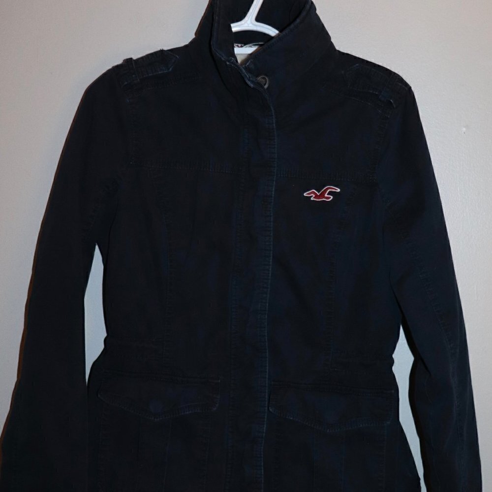 Hollister Navy Sherpa Lined Button Down Jacket Size M